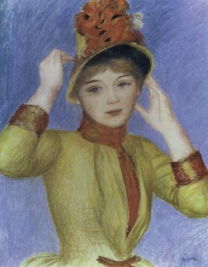 Pierre Renoir Bust of a Woman with Yellow Corsage Norge oil painting art